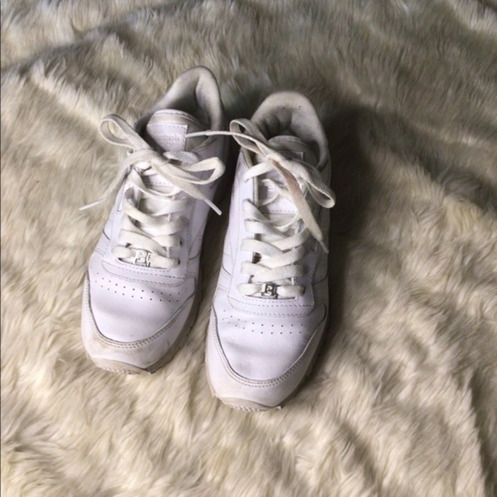 REEBOK white kids tennis shoes.  CUT DOWN PRICE